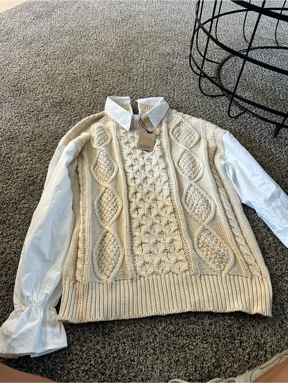 Women's Cable Knit Sweater Vest in Cream